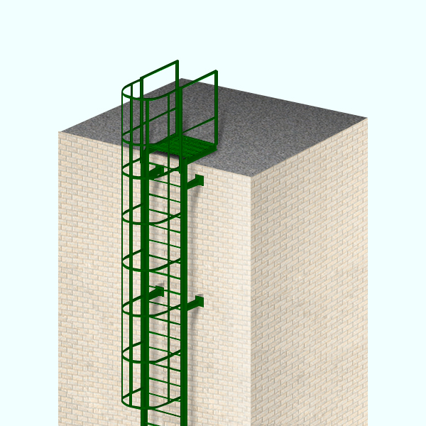 Вертикальная лестница c ограждениями